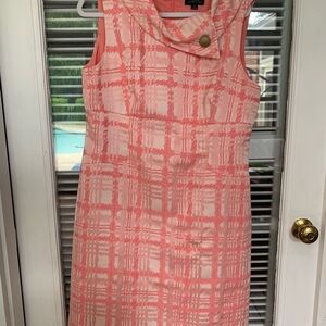 Tahari Pink Plaid Midi Dress
